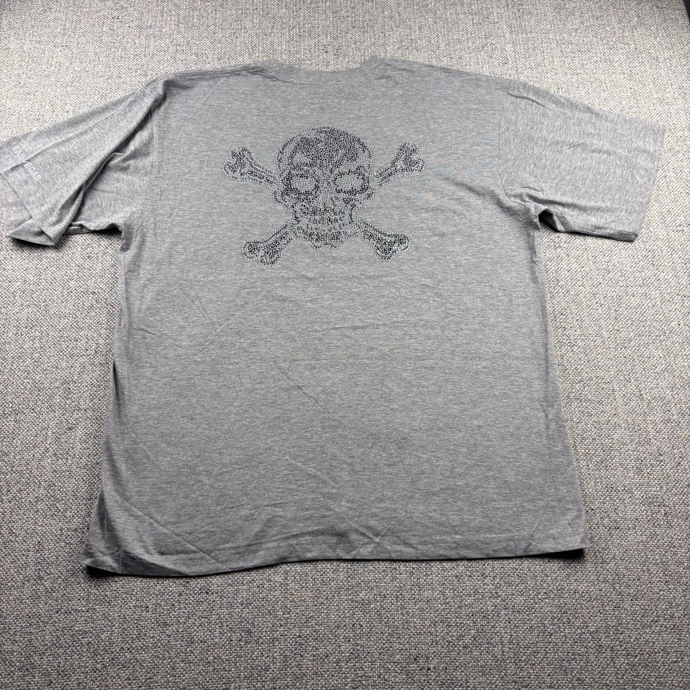 Get Lucky USA Las Vegas Rhinestone Skull T Shirt Gray Mens Y2K Bling Sz XL
